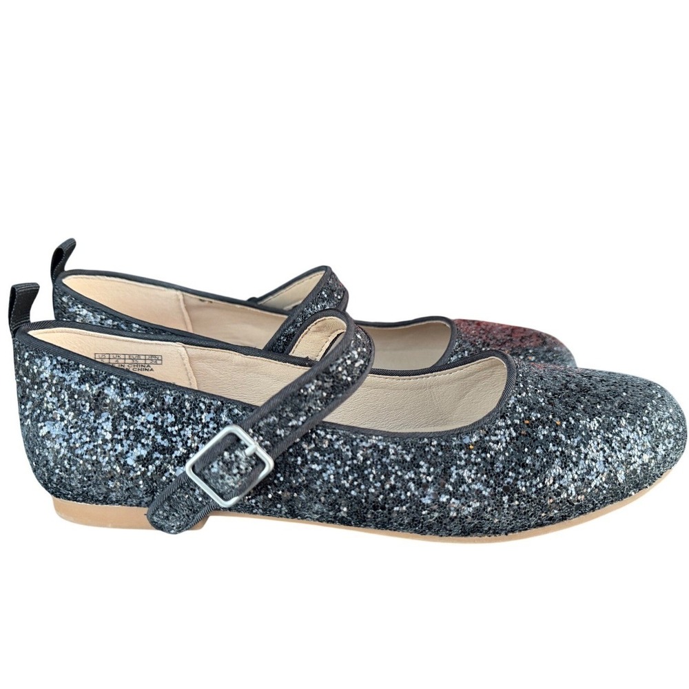 Gap Kids Glitter Mary Jane Flats Sparkly Black Girls Shoes Size 5 Cute Glam